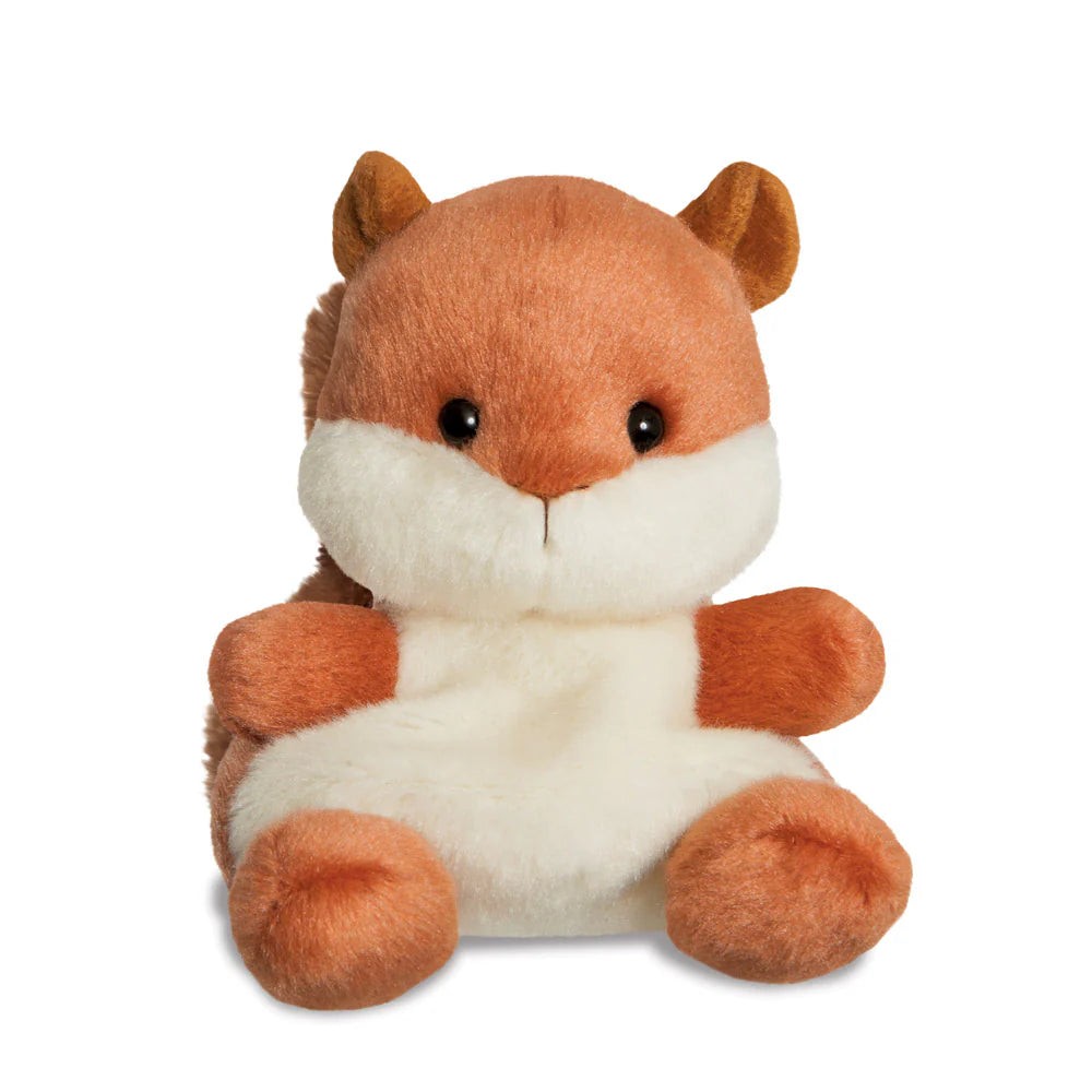 Palm Pals nibbles squirrel plush in orange and cream fur with fluffy tail and round black eyes