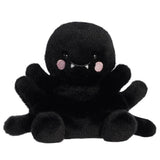 Palm Pals black penny mae spider plush with eight legs, pink embroidered cheeks and little fangs