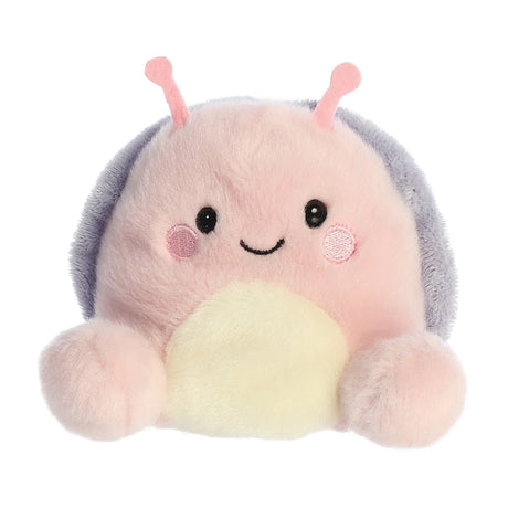 Palm Pals pastel pink shelby snail plush with lavender shell and pale yellow belly