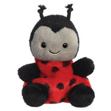 Palm Pals red and black spots ladybird plush with spotted shell and grey fluffy face