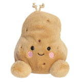 Plush toy resembling a potato with a smiling face on a white background