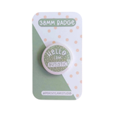 Peachy Lane Studio Hello I Am Autistic 38mm badge, sage green, on backing card