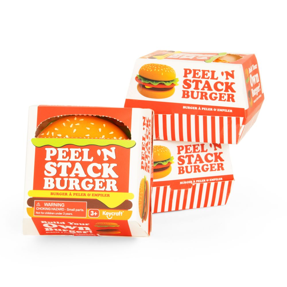 Front of Keycraft Peel N Stack Burger gift box showing Build Your Own Burger branding