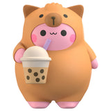 Pembe the Pink Cat squishy figure, bear boba costume, collectible sensory fidget toy
