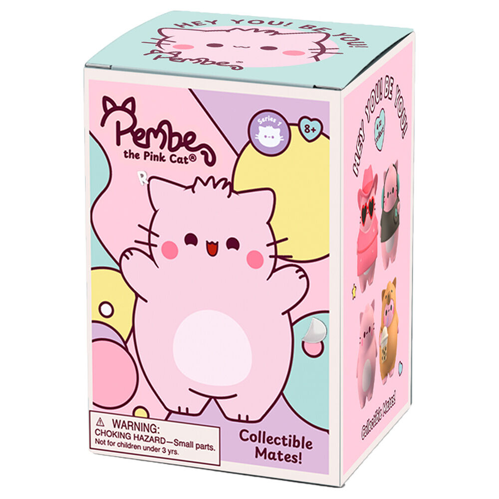Pembe the Pink Cat Collectible Mates squishy figure blind box, pink sensory fidget toy