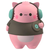 Pembe the Pink Cat squishy figure, headphones and boombox, collectible sensory fidget toy