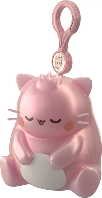 Pembe the Pink Cat clip-on figure, pink glitter stretchy sensory fidget toy