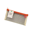 Petra Boase pale mesh handy case with bright orange zip shown flat against white background with Handy Case tag