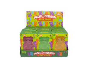 Pick N Squish Jelly Bears display tray with pink, green and orange scented squishies boxed