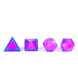 Set of four colorful polyhedral squishy on a white background
