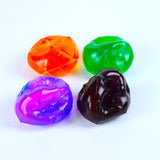 Four colorful translucent squishies on a white background