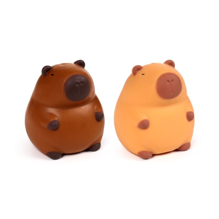 Puckator Stretchies Capybara squishy stretch toy, brown and orange, pair