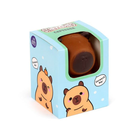 Puckator Stretchies Capybara brown squishy toy in blue retail box
