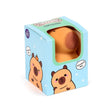 Puckator Stretchies Capybara orange squishy toy in blue retail box