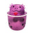 Purple axolotl boba tea squish toy with spiky head and bubble tea cup body