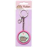 Official Pusheen Hi Bye Spinning Keyring on backing card, pink mint green