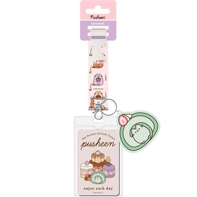 pusheen lanyard with pastel treats cardholder and mint macaron charm sensory accessory