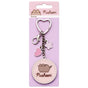 Official Pusheen the Cat Pink Name Keyring with mini charms on backing card