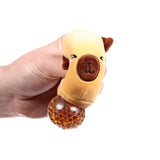 Queasy Squeezies Adoramals capybara fidget plush, amber bead ball from bum
