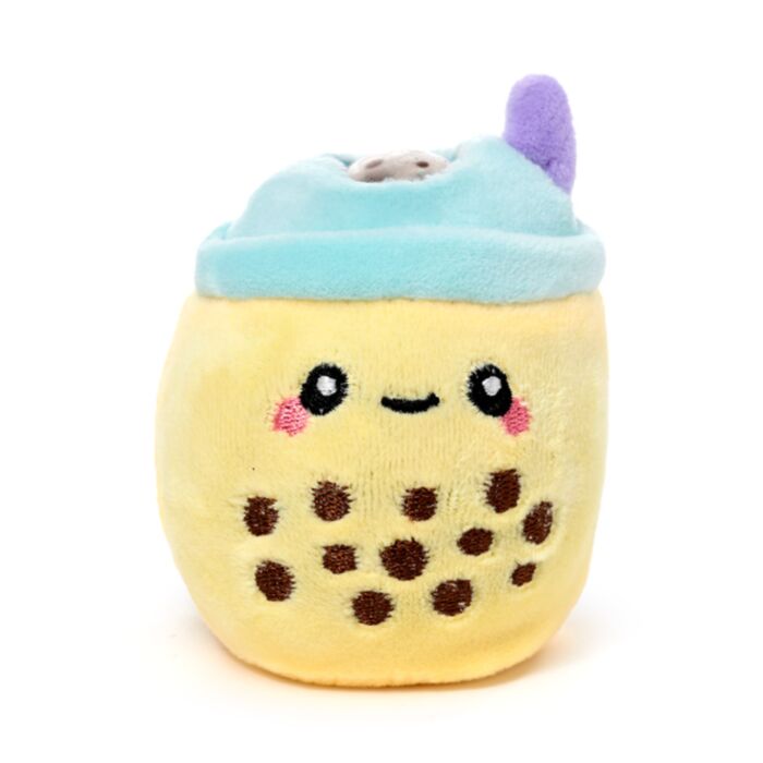 Queasy Squeezies Foodiemals bubble tea plush squeezy toy, yellow kawaii design