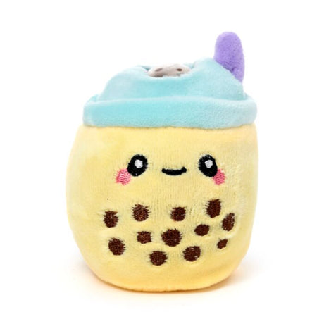 Queasy Squeezies Foodiemals bubble tea plush squeezy toy, yellow kawaii design