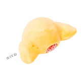 Queasy Squeezies Foodiemals croissant squeezy toy back view, red bead ball