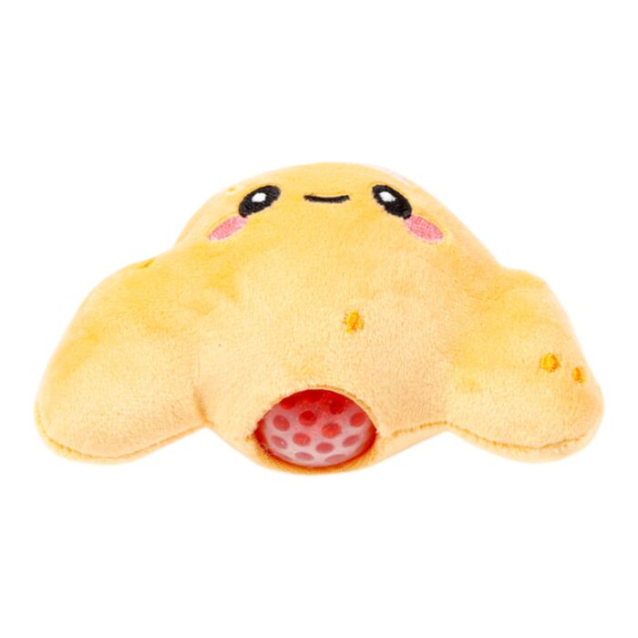 Queasy Squeezies Foodiemals croissant plush front view, red bead ball visible