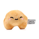 Queasy Squeezies fortune teller cookie kawaii plush, happy face with "Ask Me Anything" tag