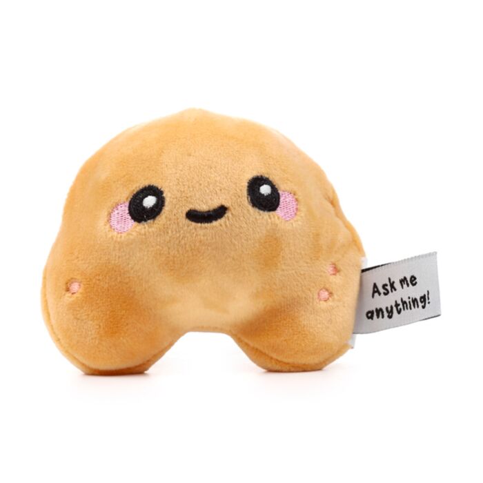Queasy Squeezies fortune cookie squeezy plush fidget toy, open-eyed design