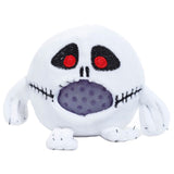 Queasy Squeezies white skeleton plush squeeze toy with a purple gel bead mouth panel