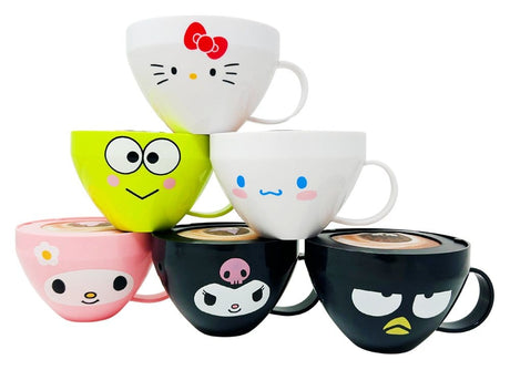 Sanrio surprise teacups stacked, six characters, squishy fidget toy collectible