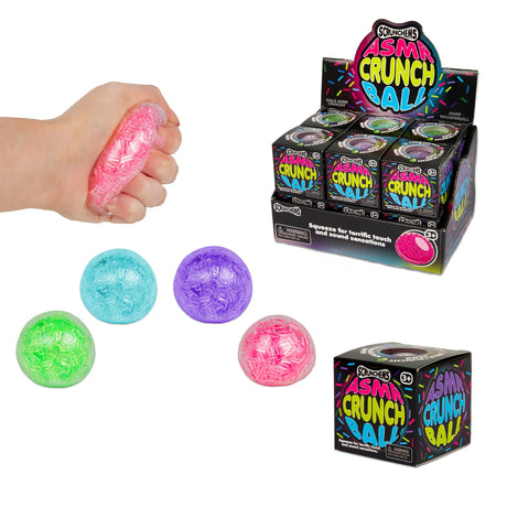 Scrunchems ASMR Crunch Ball sensory fidget balls in four colours with display box