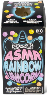 Scrunchems ASMR Rainbow Unicorn box packaging magical mystical sounds bead squishy fidget toy.
