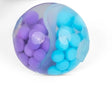 Close-up of a purple and blue bead-filled Scrunchems ASMR squish ball