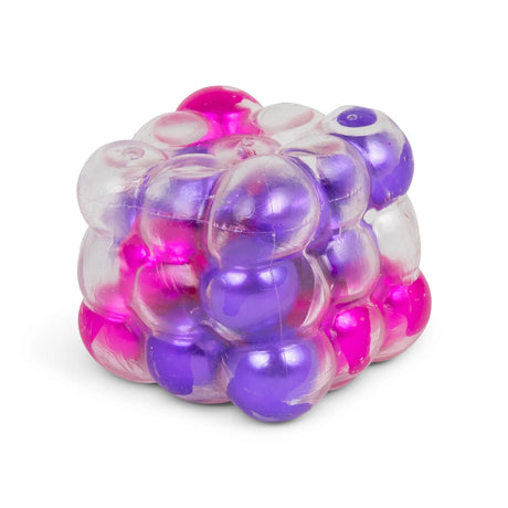 Scrunchems ASMR Squish Square fidget toy in the pink and purple bead colourway