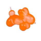 Neon orange Scrunchems Sugar Balloon Dog squishy toy isolated on white background
