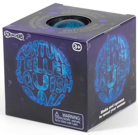 Scrunchems Fortune Teller Squish Ball magic 8 ball squishy fidget toy in purple box packaging