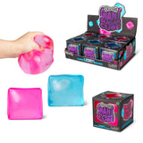 Scrunchems Giant Sugar Cube display box with pink and blue cubes, sensory fidget toy