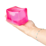 Pink Scrunchems Giant Sugar Cube held in hand, giant squishy sensory fidget toy