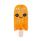 Orange glitter Scrunchems Sugar Ice Lolly squishy with kawaii face isolated on white background