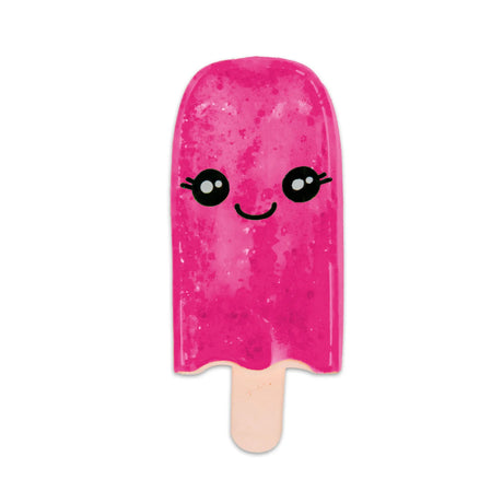 Hot pink Scrunchems Sugar Ice Lolly squishy with kawaii face isolated on white background