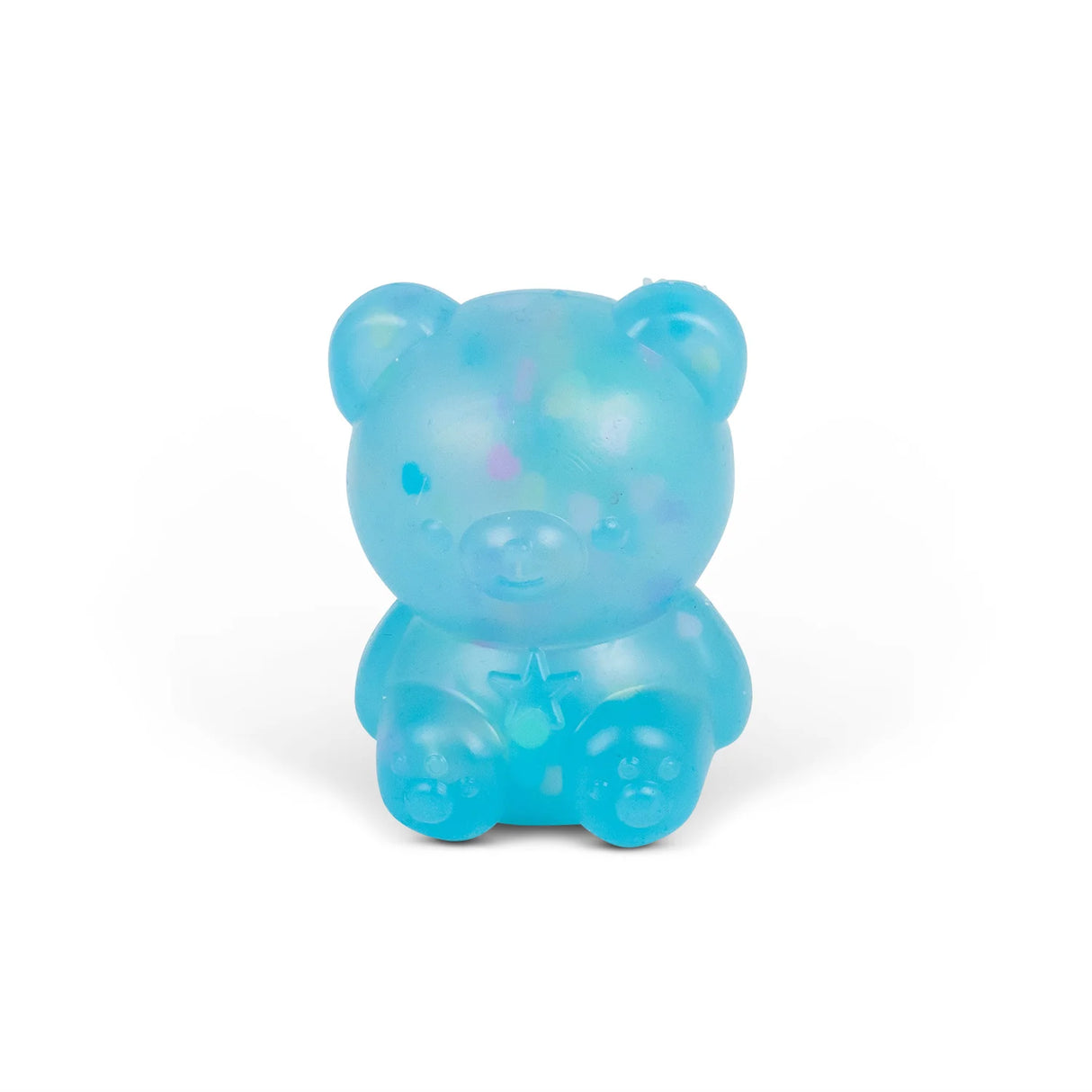 Blue Scrunchems Kind Heart Squish Bear with confetti fill on a white background