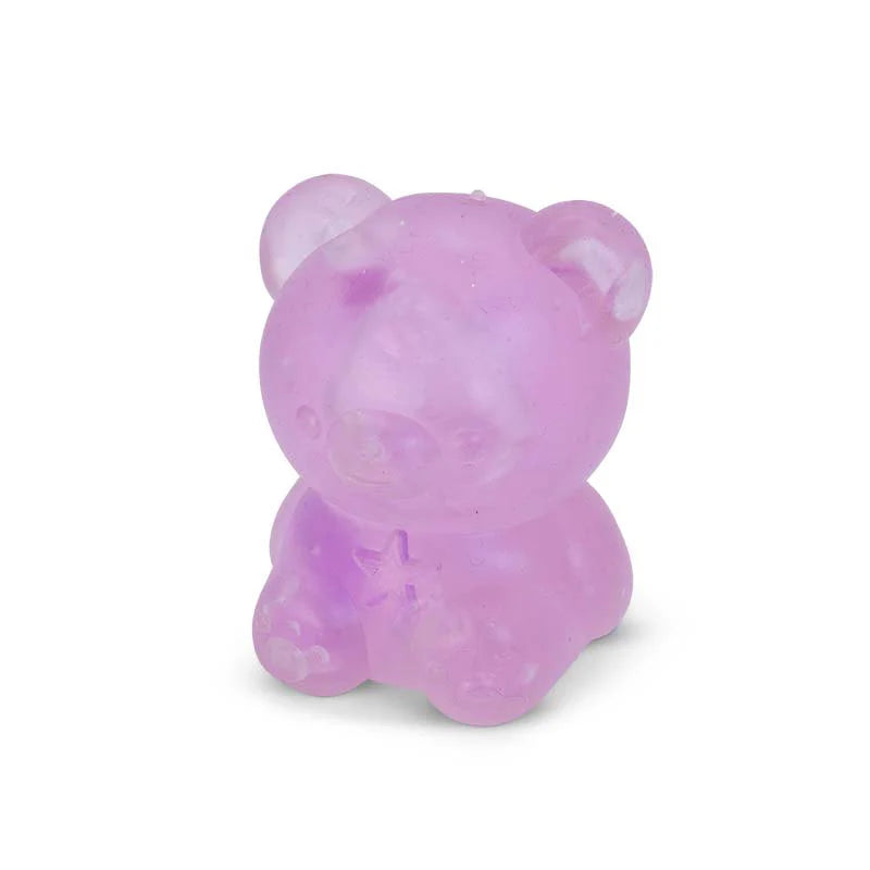Purple Scrunchems Kind Heart Squish Bear shown from a side angle on a white background