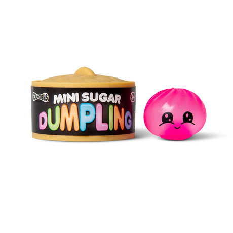 Scrunchems Mini Sugar Dumpling steamer pot with pink kawaii squishy fidget toy