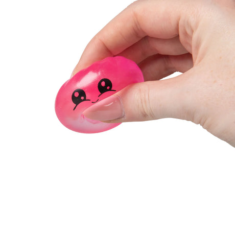 Pink Scrunchems Mini Sugar Dumpling kawaii squishy fidget toy squeezed in hand