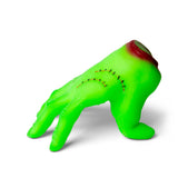 Neon green Scrunchems Monster Hand showing stitching detail and gory wrist top, displayed at an angle