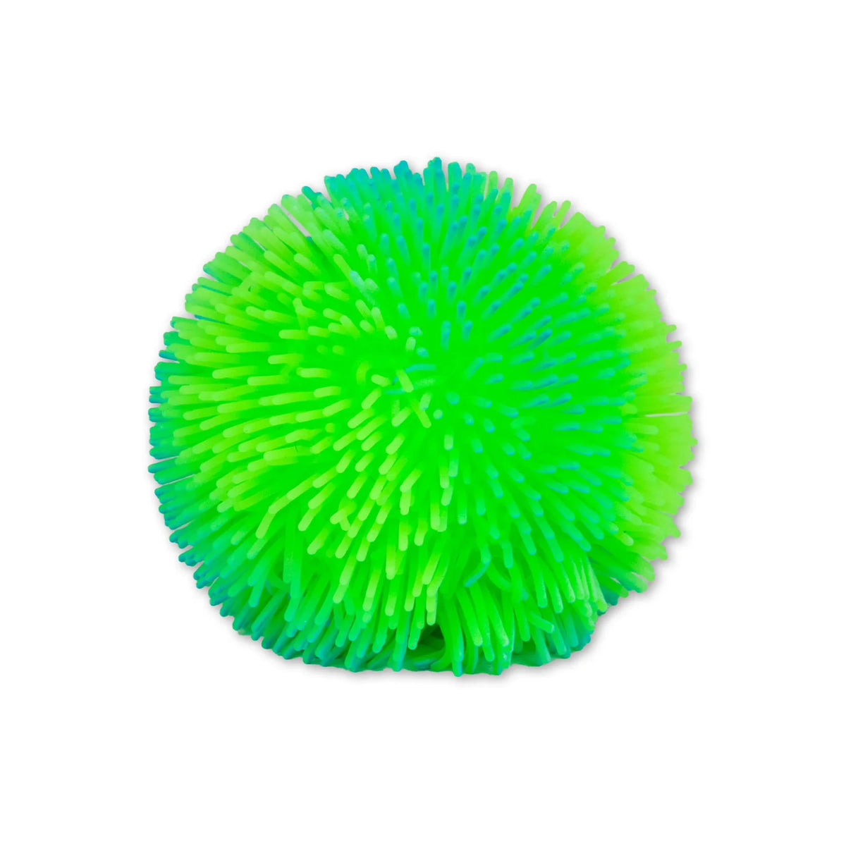Green and blue ombre gradient Scrunchems Sensory Sugar Ball puffer toy on a white background