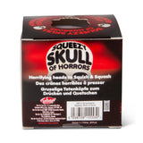 Back of Scrunchems Squeezy Skull of Horrors box showing product name and branding on dark red and black packaging