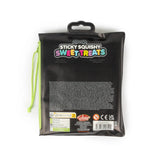 Back of Scrunchems Sticky Squishy Fruit Stack zip pouch with barcode and safety info