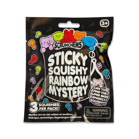 Scrunchems Sticky Squishy Rainbow Mystery blind bag front, collectible fidget toy